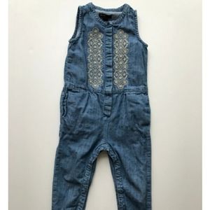 Embroidered Chambray Jumpsuit